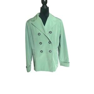 VTG Esprit Green Button Down Pea Coat Collared with Pockets Size Large
